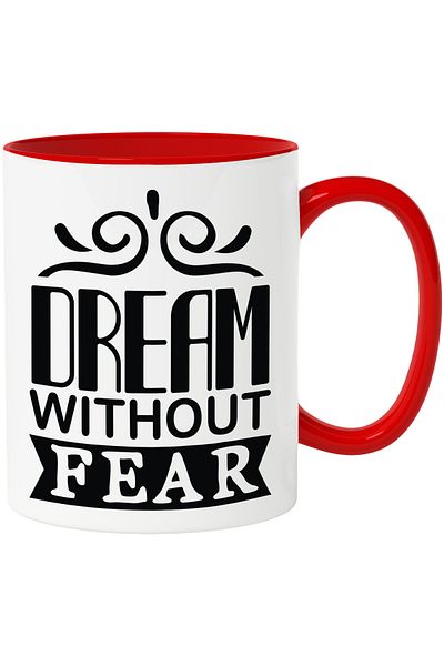 StoryGift Romania Mug with message that encourages you to dream without fear with Red Handle, With Red Handle S,STG