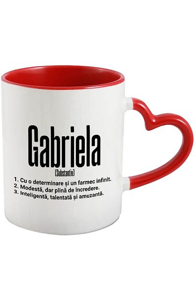 StoryGift Romania Mug With Name Gabriela, and Motivational Message, Determination, Modest, Intelligent, With, STG