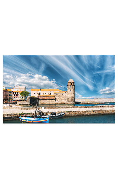 StoryGift Romania Tablou Canvas Portul Collioure Vacanta, Port, Cladiri Vechi...