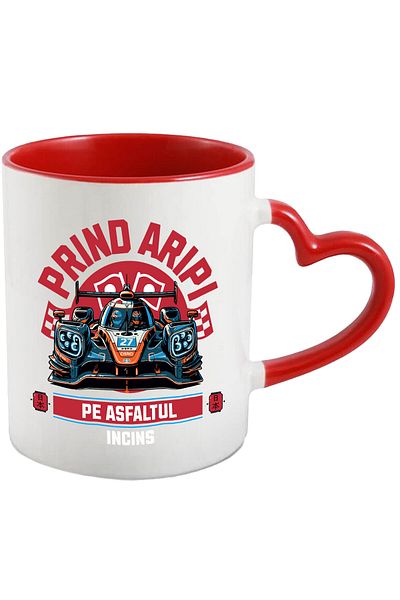 StoryGift Romania Cana cu Masina Curse Formula 1 Colorata Text Prind Aripi Pe asfalt Viteza Iubito, Cu ,STG