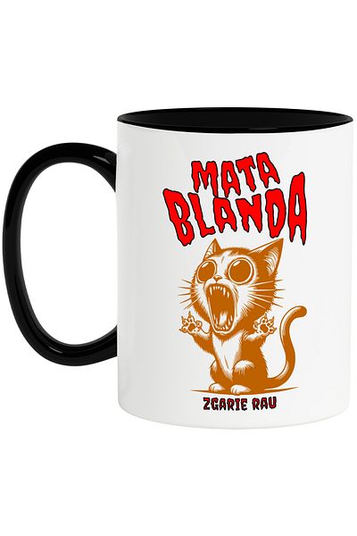 StoryGift Romania Mug Angry Cat funny text SOFT MAT BAD SCRATCH, 330ml, Ceramic with Handle, With ,STG