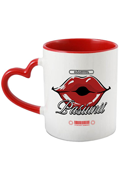 StoryGift Romania Cana Buze cremoase rosii kiss text sărutul pasiunii, 330ml,...