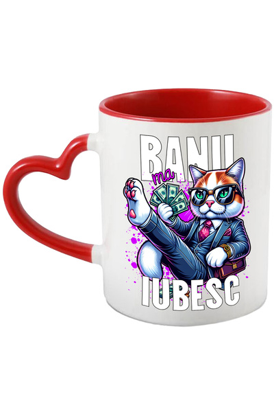 StoryGift Romania Cana pisica sefa banii ma iubesc avere costum, 330ml, Ceram...