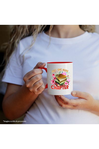 StoryGift Romania Mug with a stack of books with the message "Just one more chapter", just one more chapter, With ,STG.