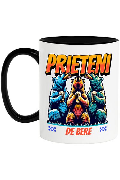 StoryGift Romania Mug three bears friends beer, party, fun family young, 330ml, Sky, With, STG