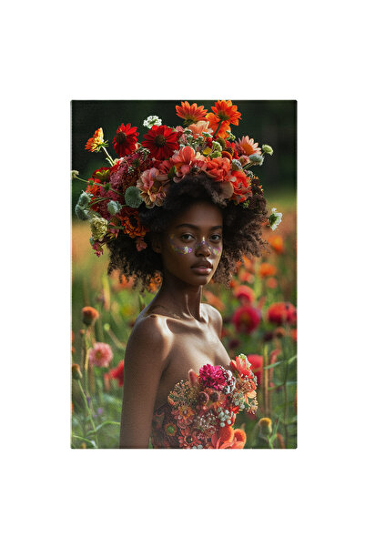 StoryGift Romania Tablou Canvas African Girl Beautiful Iubitoare De Flori In ...