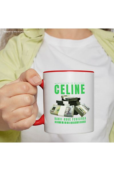 StoryGift Romania Mug __ - Money Brings Happiness, 330ml, Ceramic with Red Handle, With Red Handle STG