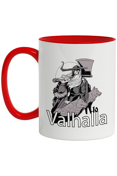 StoryGift Romania Mug With Balhalla Message, Wolves, Axe, Odin, God, Nordic, Multicolor 330 ml, Ceram, With, STG