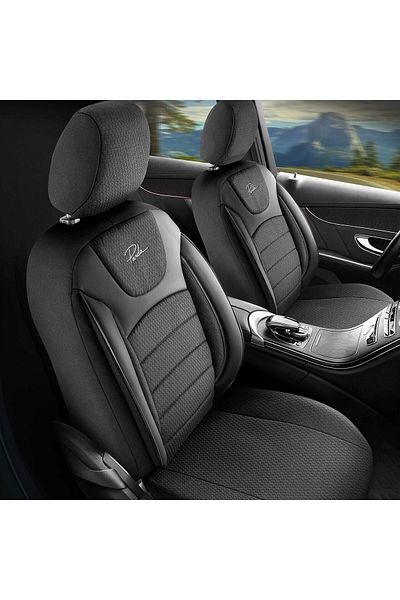 Panda Set Huse Scaune Auto Panda Prestige, Negru-Gri, 11 piese
