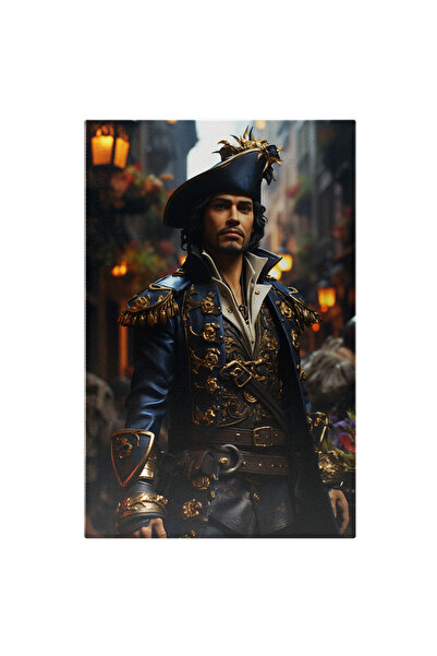 StoryGift Romania Tablou Canvas: Portret Barbat Pirat In Tinuta Albastra Lupt...