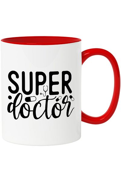 StoryGift Romania Mug for a beloved and appreciated doctor with the text in English "Super doctor", by STG