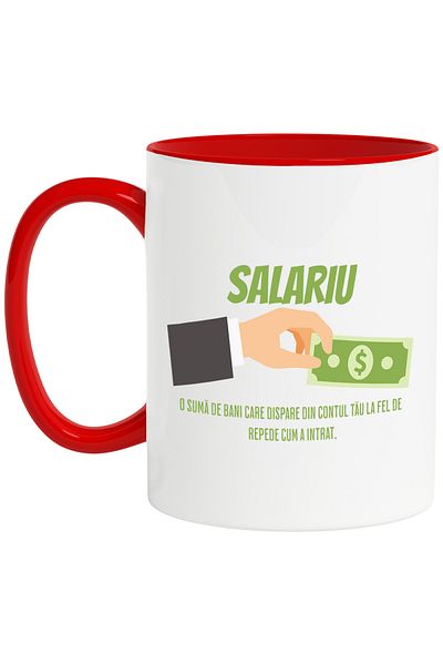 StoryGift Romania Salary Mug a sum of money that quickly disappears banknote, 330ml, Ceramic with Handles, With,STG