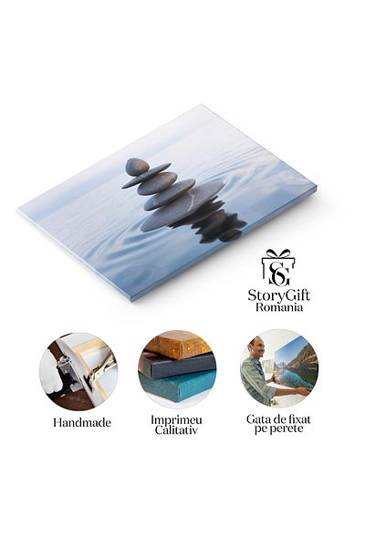StoryGift Romania Tablou Canvas - Meditatie Si Pacea Interioara: Piatra Zen, Buddhism, Armonie Naturala