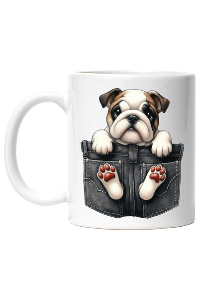 StoryGift Romania Cana cu Bulldog, caine, animal de companie, ilustratie, ara...
