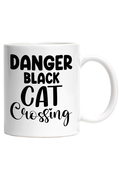 StoryGift Romania Cana cu textul in engleza "Danger, black cat crossing" - Pe...