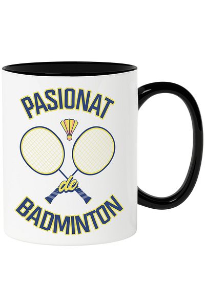 StoryGift Romania Mug Badminton Paddles and Shuttlecocks Sports Lovers, 330ml, Ceramic with Handles, With ,STG