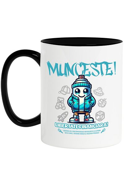 StoryGift Romania Work Financial Freedom Motivational Money Mug, 330ml, Ceramic with N Handle, With ,STG