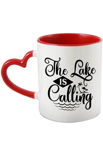 StoryGift Romania Mug with the message in English "The lake is calling" - the lake is calling with Heart Handle R, Cu, STG.