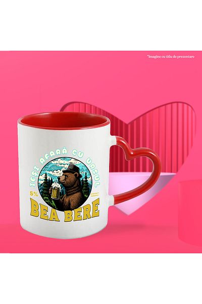 StoryGift Romania Mug Go outside with the bear. Drink beer in the forest nature, 330ml, Ceramic with Linen Handle, With ,STG