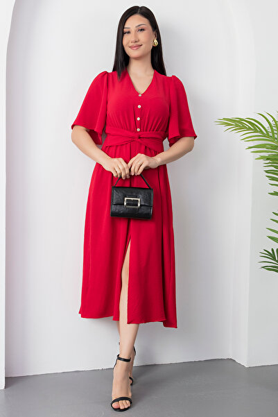 PULLIMM Rochie cu curea cu nasturi în față GRS3484