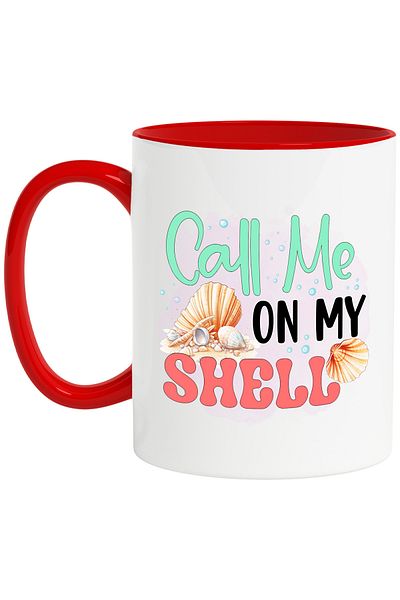 StoryGift Romania Mug with the message "Call me on my shell", summer, vacation, relaxation, holiday, illustrated, With ,STG