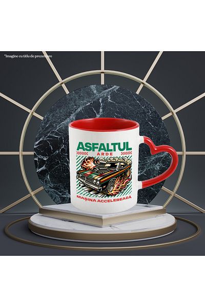 StoryGift Romania Mug asphalt burns car accelerates fire race, 330ml, Ceramic with Heart Handle, With, STG