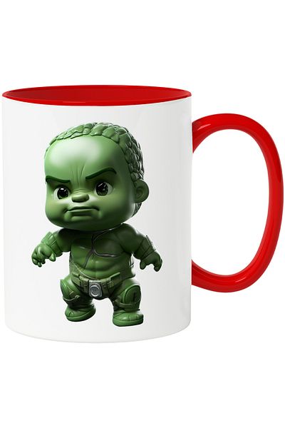 StoryGift Romania Mug with Portrait Figurine Boy, Green Boy, Frowning, Funny, Child Hulk,, Ce, Cu, STG