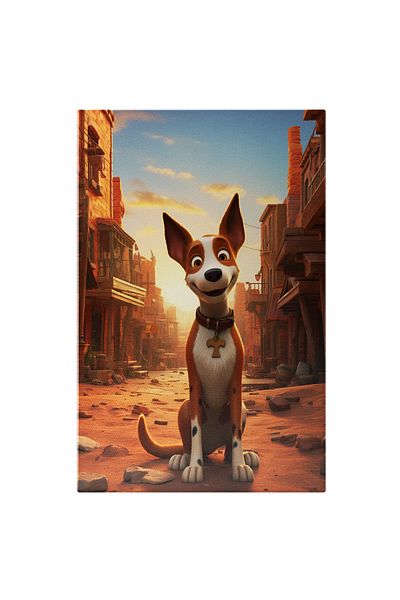 StoryGift Romania Tablou Canvas: Cartoon Disney Caine Fericit Intr-un Sat Parasit Cu Ochii Mari Si Urechi Ascuti