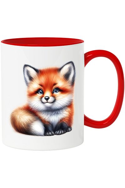 StoryGift Romania Mug with a playful fox cub | illustration | good | cheerful | wild animal, With ,STG.