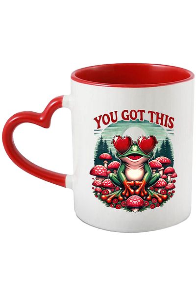 StoryGift Romania Mug with the message "You got this", cheerful frog, hearts, hippie style, cult, With ,STG