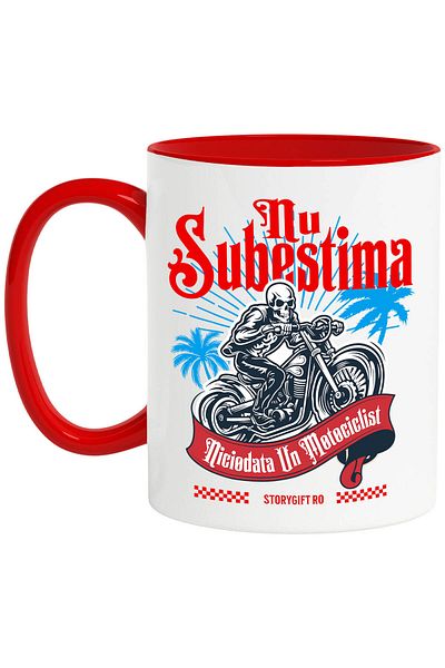 StoryGift Romania Mug with Scary Skeletons on a Motorcycle Tropical Island Adventure Message Not Included, With ,STG