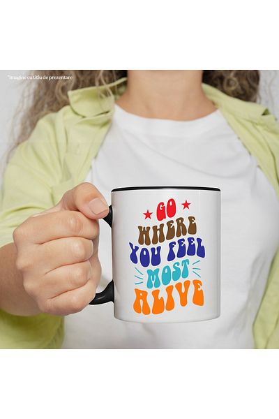 StoryGift Romania Mug with a message that urges you to go where you feel most alive, With ,STG