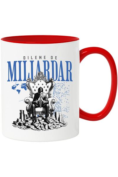 StoryGift Romania Mug angry man on throne billionaire money dilemmas, 330ml, Ceramic with Red Handle, With Ma,STG