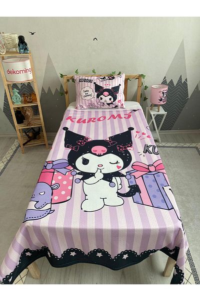 dekomingo Kuromi̇ Baby and Children's Room Pike Set with Black Pink Stripes
