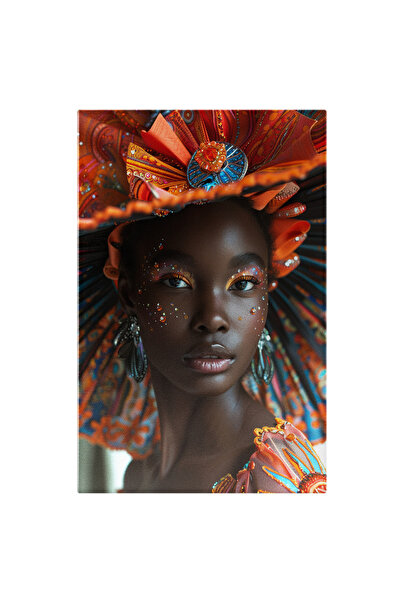 StoryGift Romania Tablou Canvas Africana Cu Genele Lungi Si Buzele Mari Cu Ce...