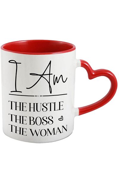 StoryGift Romania Mug for working women who are also bosses - success with Red Heart Handle, With, STG.