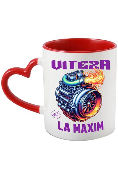 StoryGift Romania Mug at maximum speed, turbine engine car power, 330ml, Ceramic with Handle I, Cu, STG