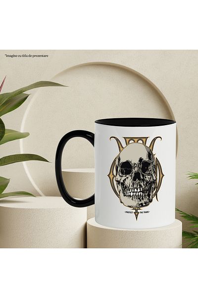 StoryGift Romania Mug With Message In English Protect The Trade, Skull, Teeth, Multicolor 330 ml, Ce, Cu, STG