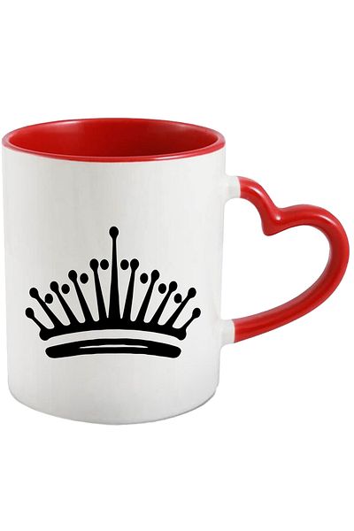 StoryGift Romania Mug with a crown for strong people who are successful with Red Heart Handle, With ,STG