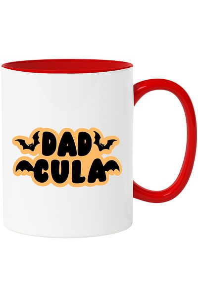 StoryGift Romania Mug With Text Dadcula, Halloween, Dracula, Vampire, Bat,,Ceramic, 330ml, with Ma, With,STG