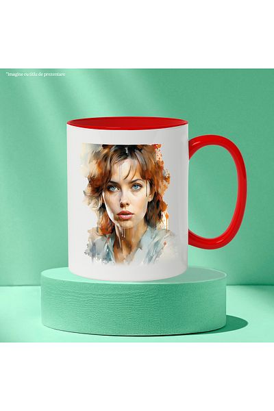 StoryGift Romania Mug With Scarlett Johansson, Actress, Movie Lovers, Multicolor 330 ml, Ceram, With ,STG