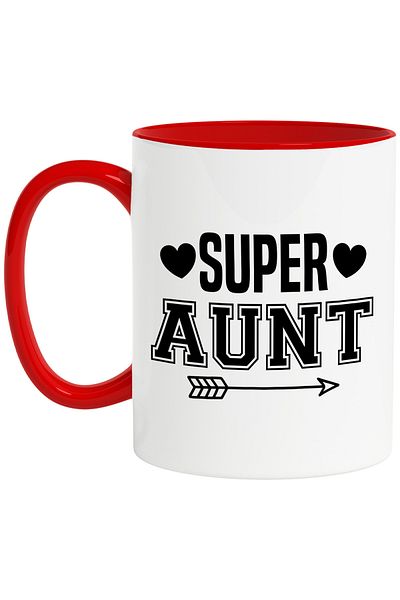 StoryGift Romania Mug for a very beloved aunt with the message "Super aunt" - hearts with Handle, With, STG