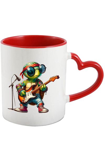 StoryGift Romania Mug with a tattooed turtle playing guitar | illustration | band | , With ,STG