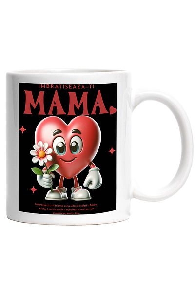 StoryGift Romania Cana Imbratisare-mama, cea mai buna mama familie, 330ml, Ceramic cu Maner Alb, Cu Man,STG