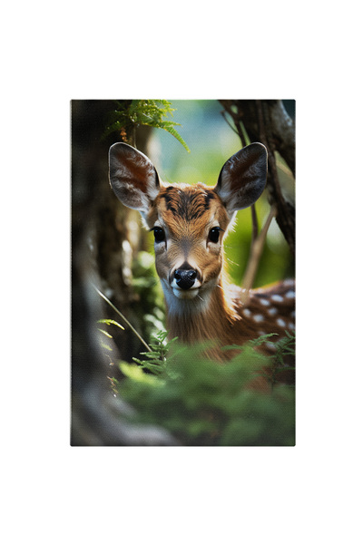 StoryGift Romania Tablou Canvas: Caprioara In Padure - Surprinsa Vegetatie Pi...