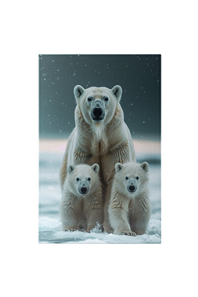 StoryGift Romania Tablou Canvas: Urscoaica Și Cei Doi Pui De Urs Polar In Mij...