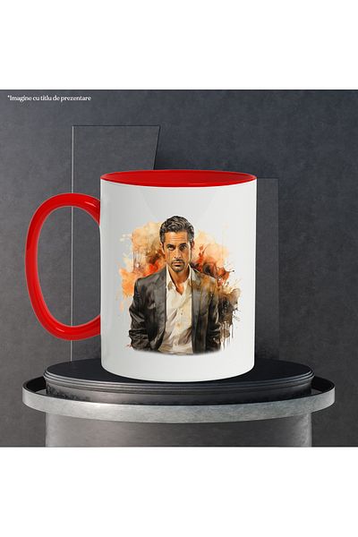 StoryGift Romania Mug With Man, Suit, Jacket, Shirt, Watercolor, Multicolor 330 ml, Ceramic c, With ,STG.