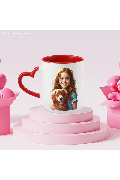 StoryGift Romania Mug with Portrait of Little Girl with Her Dog, Little Girl with Orange Hair, Dog Blo, With ,STG