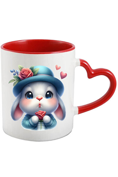 StoryGift Romania Cana cu un iepuras care da un pupic | ilustratie | trandafi...