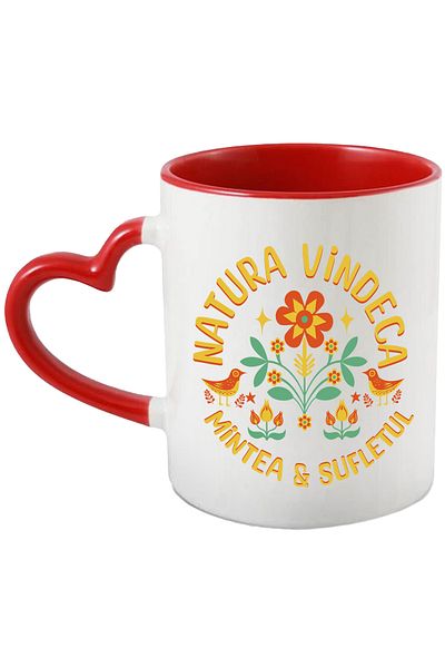 StoryGift Romania Nature heals the mind & soul relaxation mug, 330ml, Ceramic with Heart Handle R, With,STG.